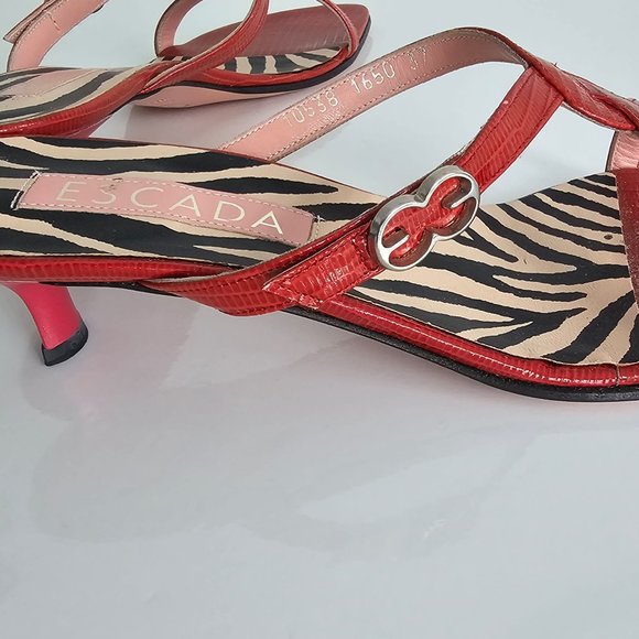 Escada Red Strappy Women's Sandals - Picture 9 of 10